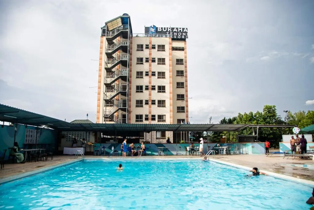 Swimming pool below the Buraha Zenoni tower in Nakuru