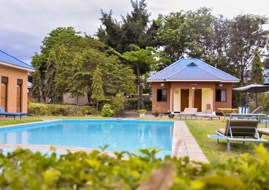 Swimming pool and gardens at Fanaka Campsite