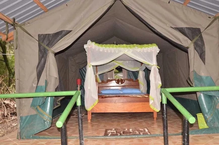 Inside a tent at Miti Mingi Eco Camp, Maasai Mara