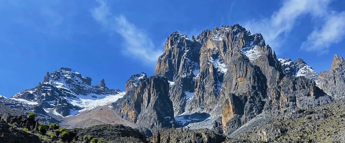 Snow-streaked peaks of Mount Kenya